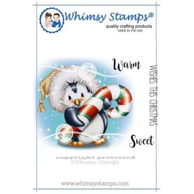 Whimsy Stamps Crissy Armstrong Rubber Cling Stamp - Penguin Candy Cane